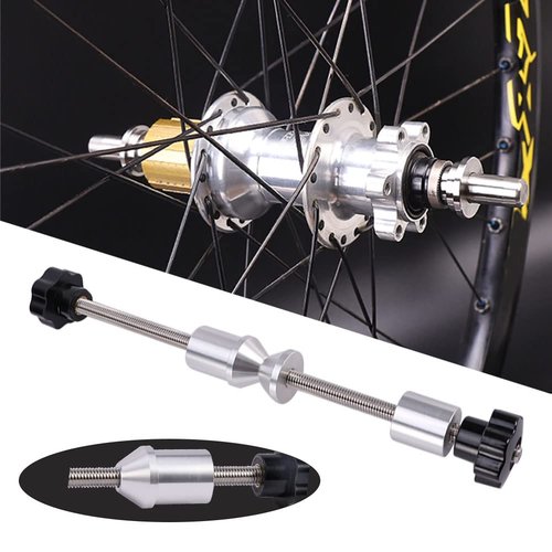 SYCOOVEN Bike Wheel Truing Stand Aluminium Alloy Thru Axle Adapter Bike Hub Repair Tool for All 12mm, 15mm, 20mm Bicycle Through Axles Front Wheels(Size:250 mm)