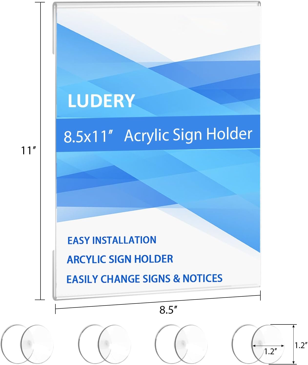 Acrylic Window Sign Holder 8.5 x 11 with 4 Suction Cups,Clear Acrylic Frames Glass Window Wall Mount,Advertising Signage Sign Holder for Mall, Office, Home, Store, Restaurant (3 Pack)