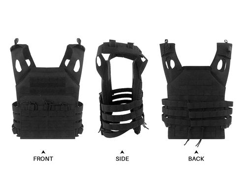 Edaick Tactical Outdoors Vest,Adjustable Security Training Vest Quick Release Lightweight Airsoft Tactical Chest Protector with Detachable EVA Guard for Outdoor Training Hunting Gaming
