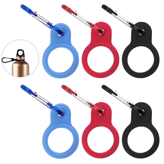 6PCS Silicone Water Bottle Buckle Holders with Carabiner Belt Clip and D-Ring Hook, Suitable for Hiking, Camping, Traveling, and Mountain Climbing