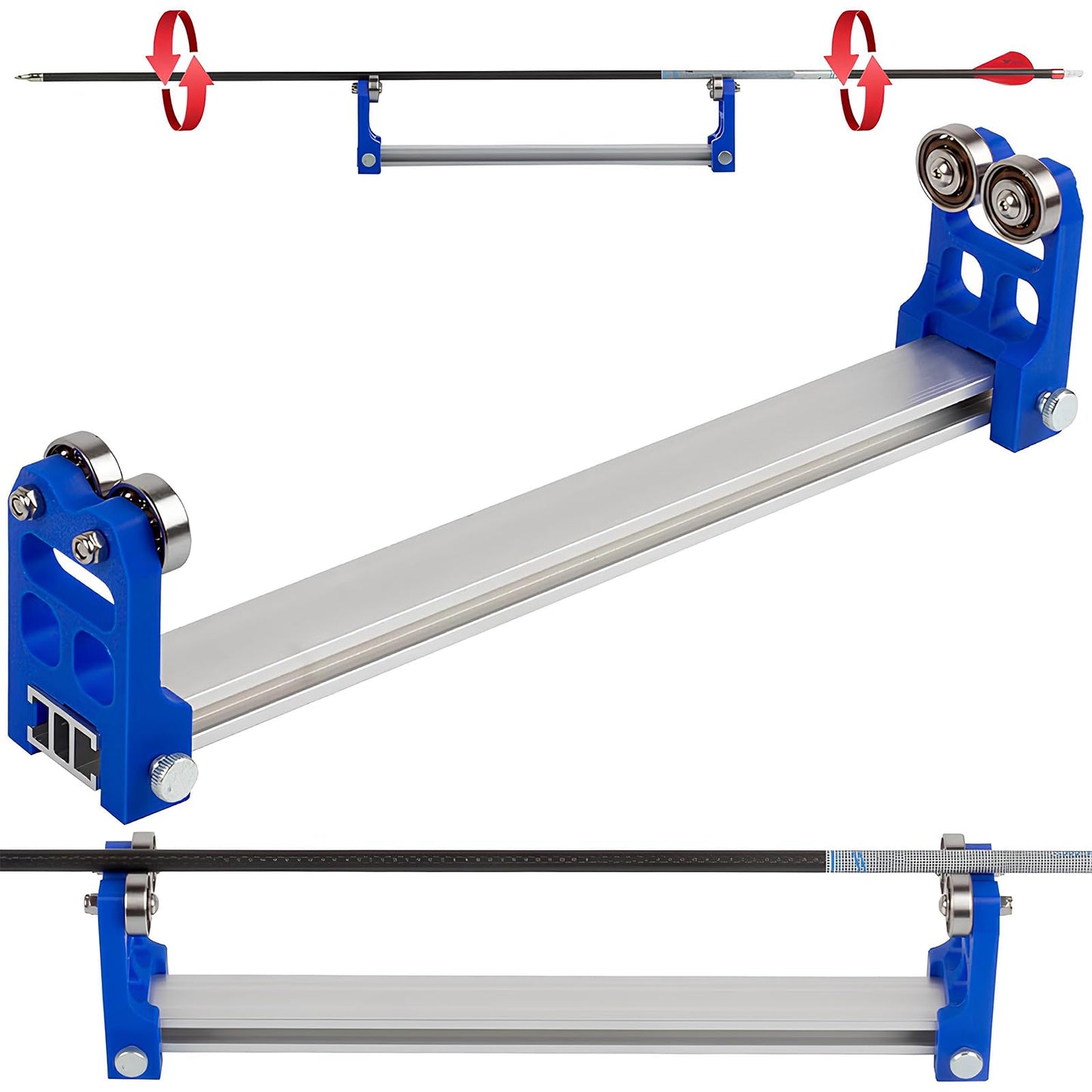 FENJANER Archery Arrow Spinner Tester, Arrow Shaft Straightness Detector and Balance Check Tool, Feather Vane Tuning and Broadhead Spining Testing Accessories