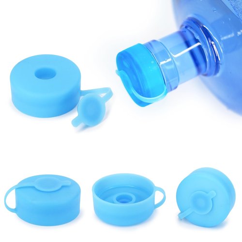 Myvision 4 Pack Secure Cap for Water Dispenser, 3-5 Gallon Water Jug Cap Reusable, Silicone Replacement Cap, Non Spill Bottle Caps, 2.16in/55mm