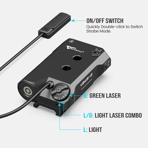 VOTATU V845 Green Laser/Light Combo Compatible with M-LOK Picatinny Rail, 2000 Lumens LED Flashlight and Laser Sight with Pressure Switch for Rifle and Carbine