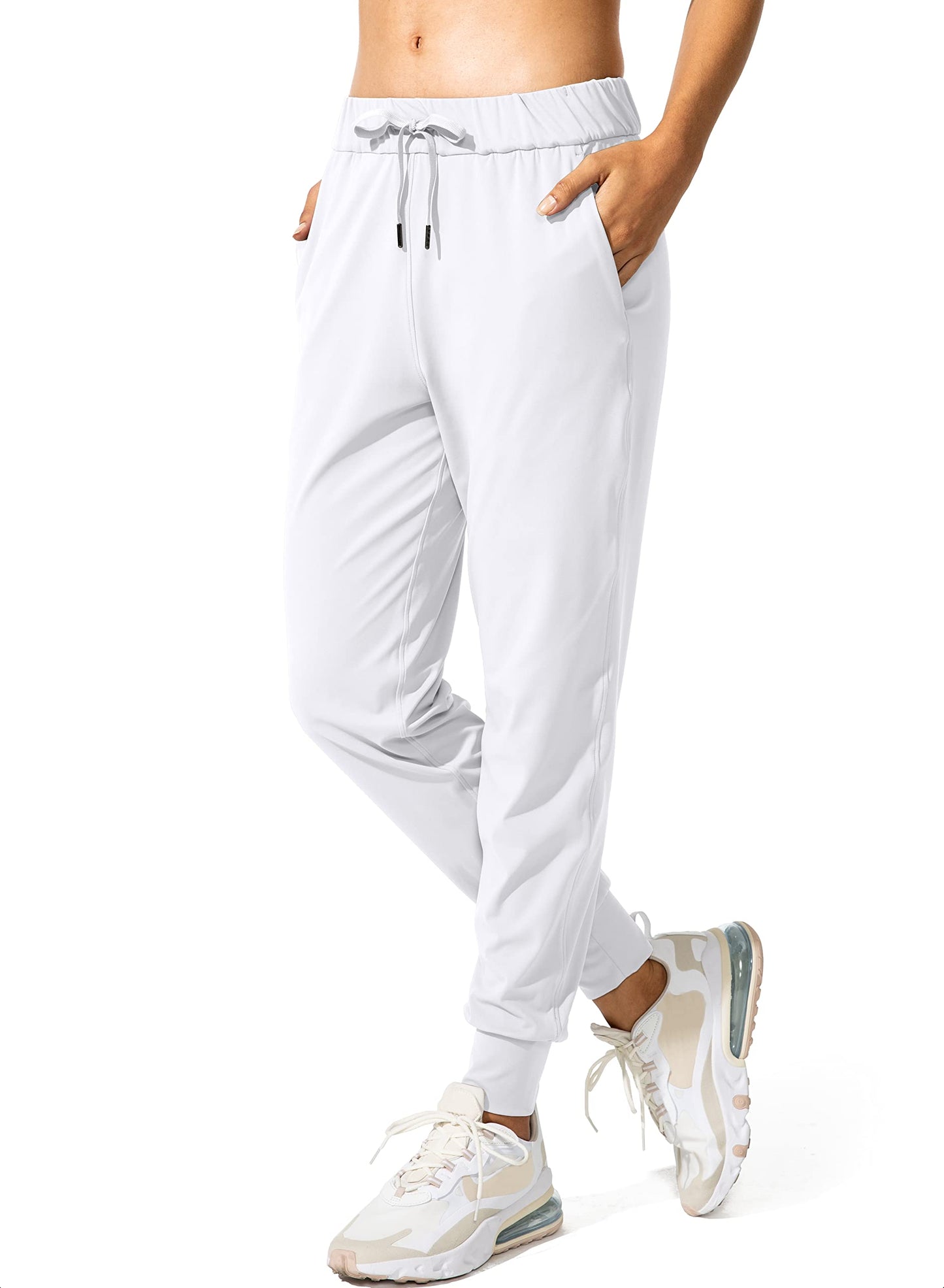 SANTINY Women's Joggers Pants Pockets Drawstring Running Sweatpants for Women Lounge Workout Jogging(White_XXL)