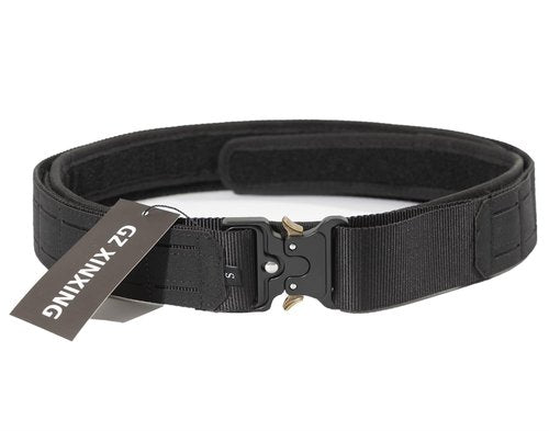 GZ XINXING 2.0" Tactical Belt for Men Black with 1.75" Internal Tactical Belt and Quick Buckle Metal Buckle Duty Belt - Heavy Duty Battle Belt