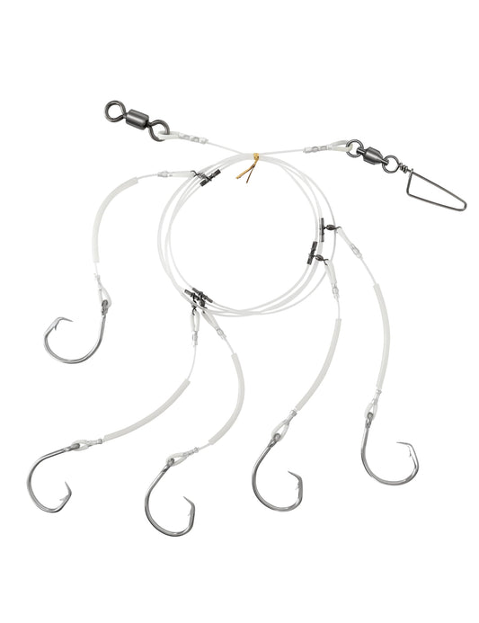 BLUEWING Fishing Deep Drop Rig with Glow Tubes 1pc Snapper, Tilefish Rig with 2/0 Stainless Steel Hooks, Barrel Swivel, 250lbs Line, 1pc