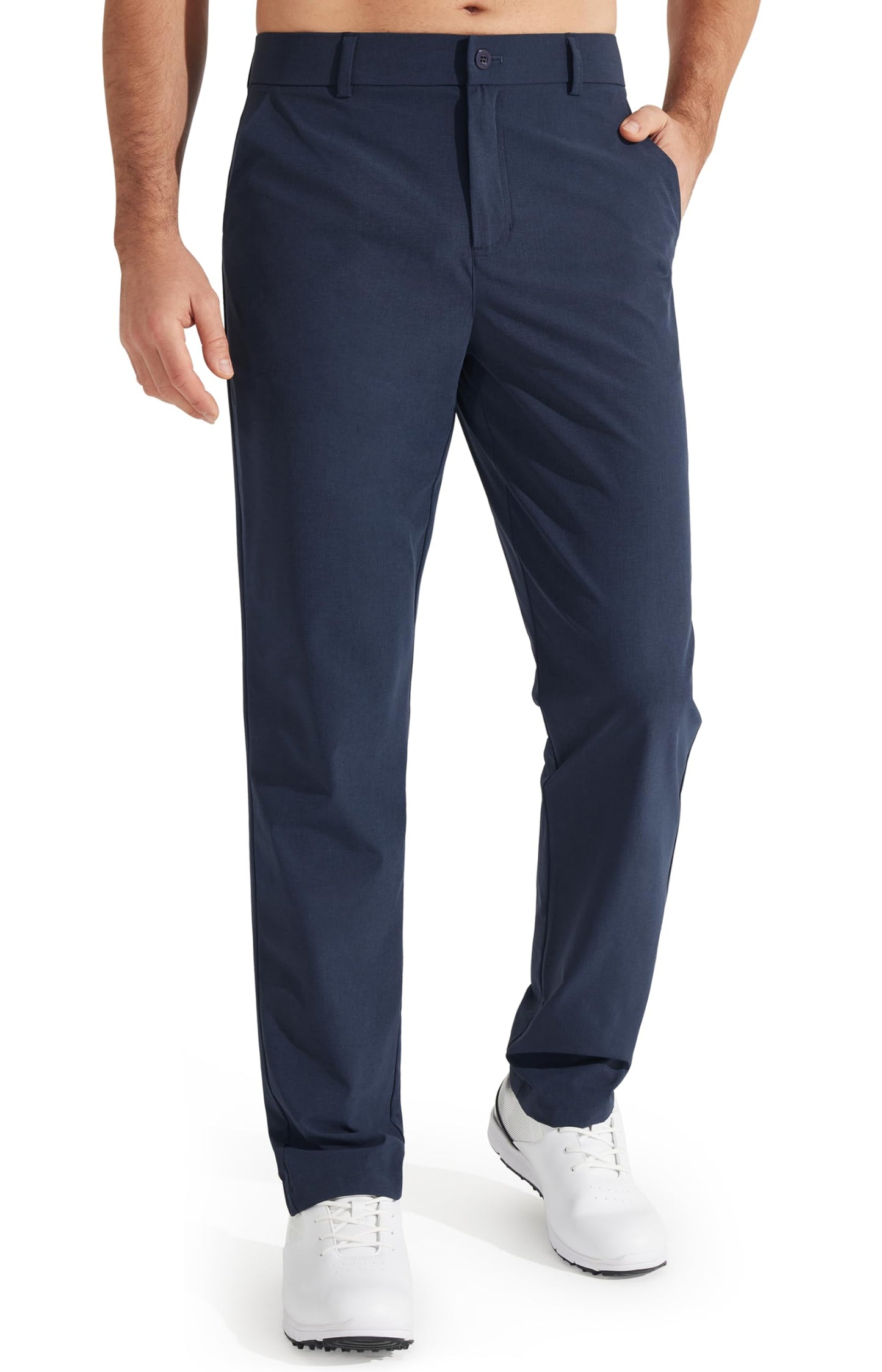 Libin Mens Golf Pants Stretch Work Dress Pants 30" Quick Dry Lightweight Business Casual Pant for Men Comfy Water Resistant, Navy Blue, 42W x 30L