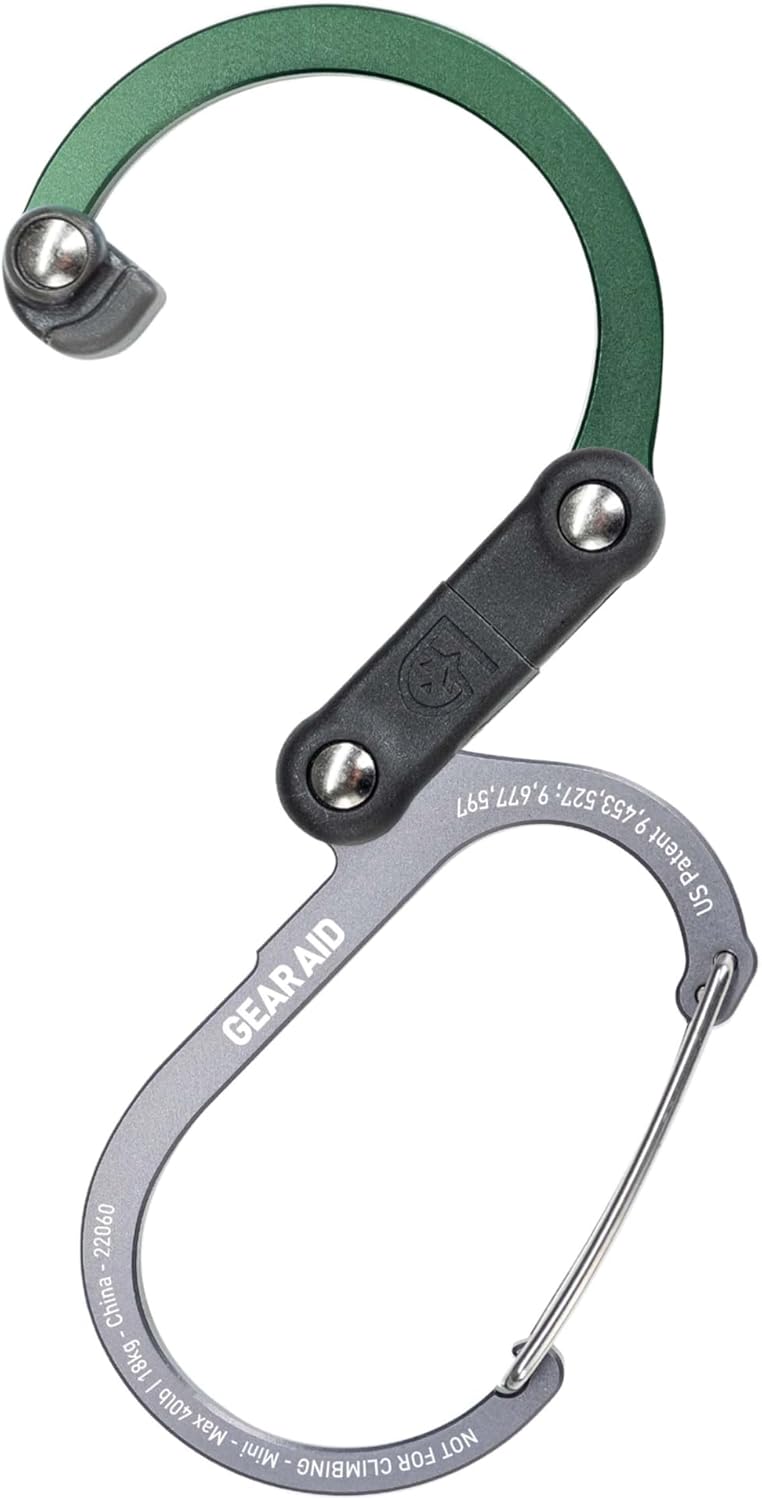 GEAR AID HEROCLIP (Mini) Carabiner Gear Clip and Hook, for Hanging Bags, Purses, Lanterns, Strollers, Tools, Helmets, Water Bottles, and More