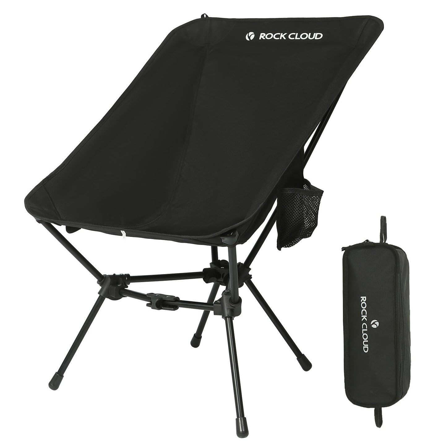 ROCK CLOUD Lightweight Portable Camping Chair Ultralight Folding Chairs Large-Size Outdoor for Camp Hiking Backpacking Lawn Beach Sports, Black-Large