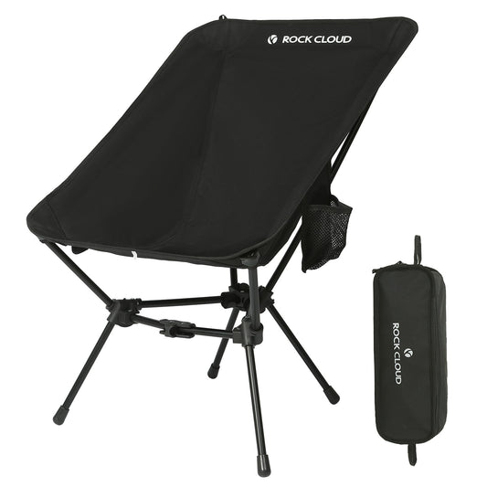 ROCK CLOUD Lightweight Portable Camping Chair Ultralight Folding Chairs Large-Size Outdoor for Camp Hiking Backpacking Lawn Beach Sports, Black-Large