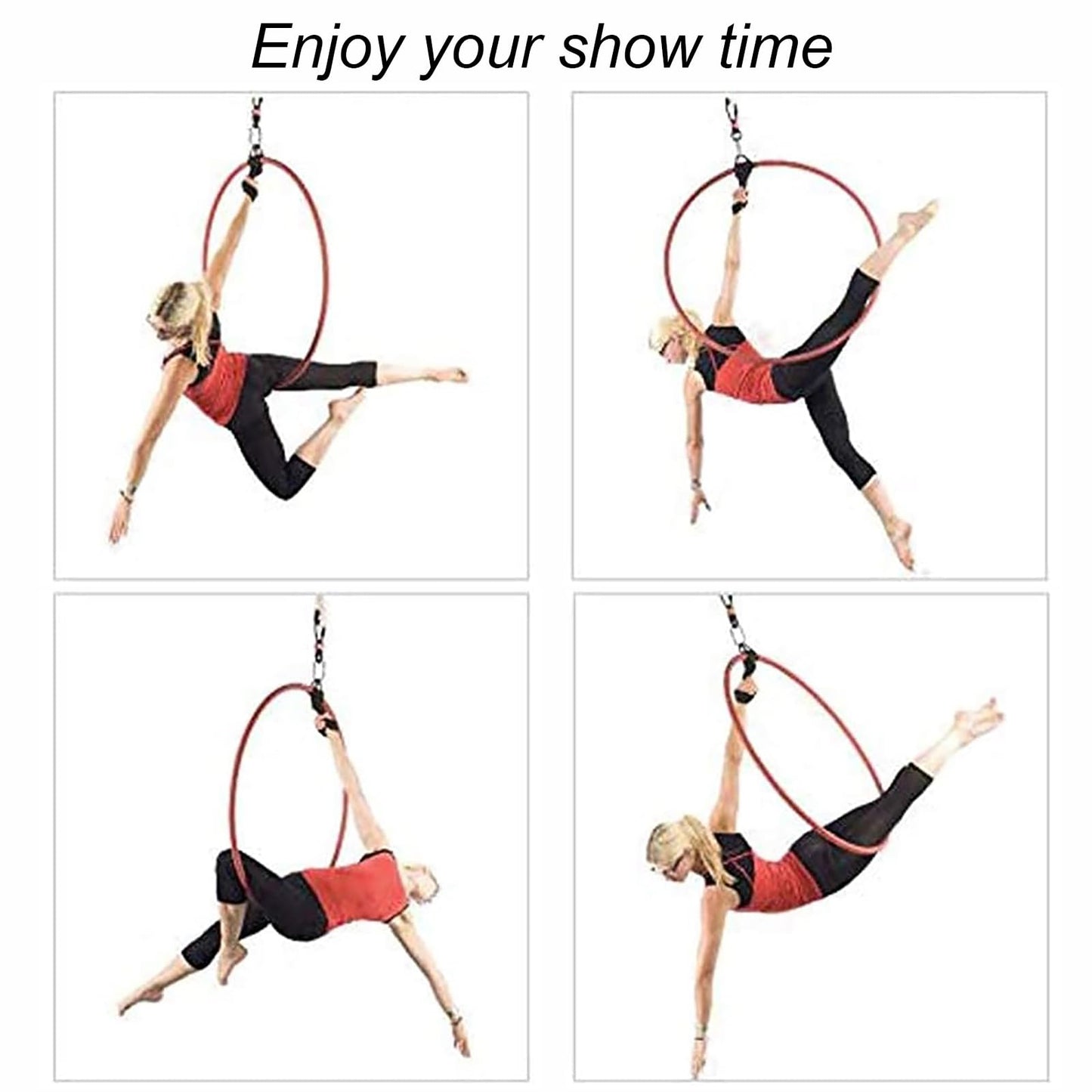 PRIOR FITNESS Upgraded 17.71" Lyra Aerial Hoop Hand Loop Strap Noose for Yoga Aerial Acrobatics Strength Training Black