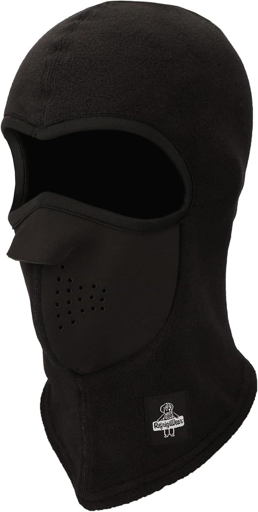 RefrigiWear Arctic Clava - Warm NeoFleece Moisture Wicking Windproof Waterproof Cold Weather Balaclava Face Mask (Black, Small/Medium)