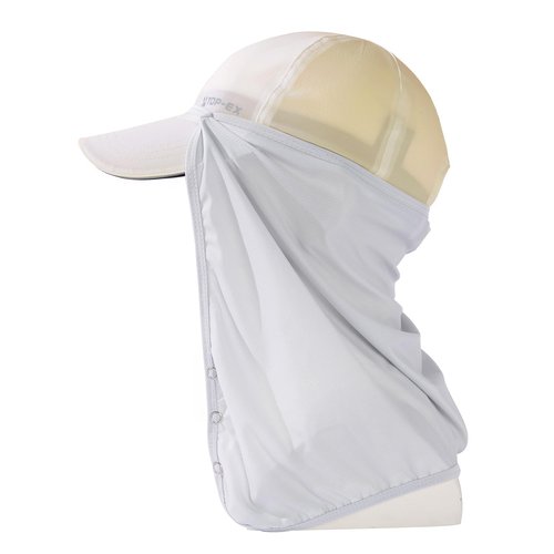 TOP-EX L Men Women Beige Running Waterproof Hydro Cooling Hat Detachable UV Sun Protection Neck Drape Baseball Cap for Big Heads