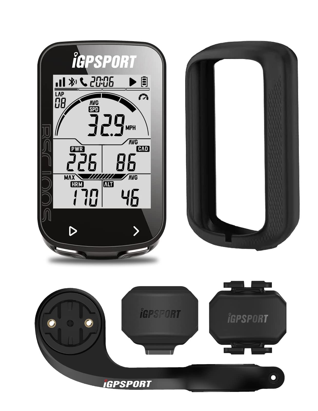 iGPSPORT BSC100S Bicycle/Bike Computer Wireless, 2.6 inch LCD Display Rechargeable Waterproof GPS Cycling Computer (BSC100S Set)