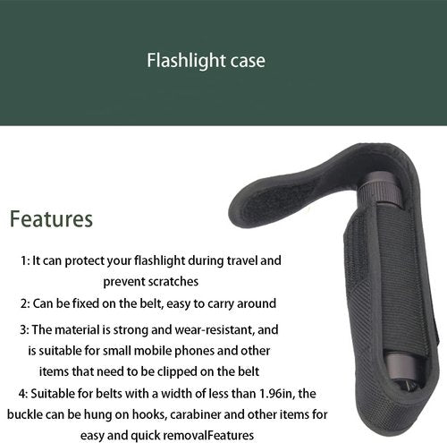 Sewzig 2-Pack Nylon Flashlight Holster for Duty Belt, Adjustable Small Heavy Flashlight Holder Carry Case for 4.3"-5.5" High Flashlight, Tactical Flashlight with Stretch Capability (5.5")