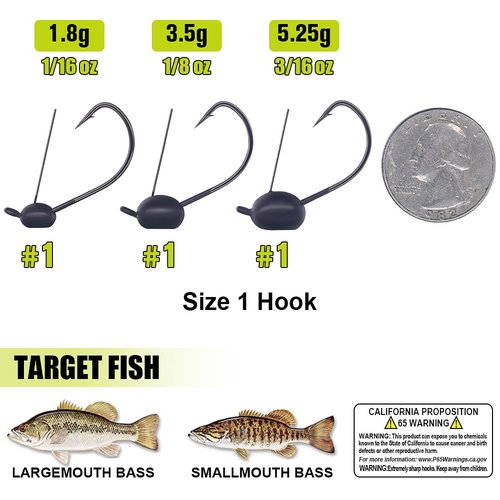 Weedless-Wacky-Rig-Hooks-Weedless-Jig-Head Worm Weights Hook for Bass Fishing 10 Pack (3/16oz (5.25g)-10 Pack)