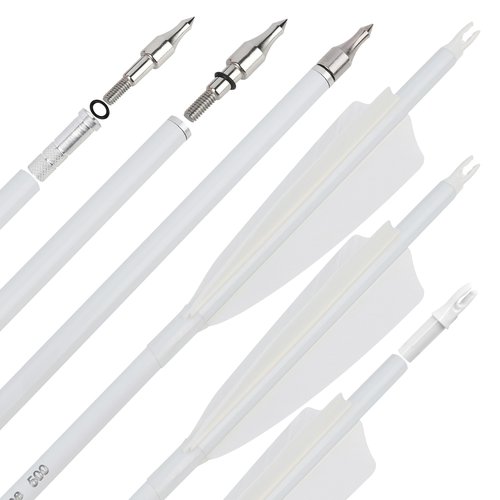 surwolf 31" Carbon Arrows Fluorescence Color Archery Hunting Arrows 500 600 Spine with Feather Fletched Target Practice Arrows for Archery Compound & Recurve & Long Bow 6/12pcs (12, White, Spine 600)