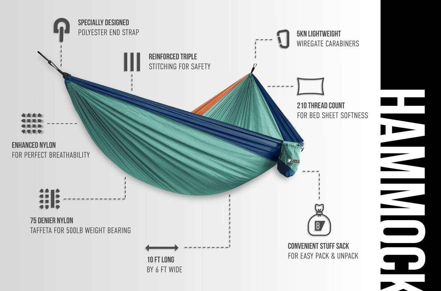 Premium Double Hammock with Tree Straps - Durable, Portable & Comfortable