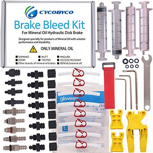 Mineral Oil Bicycle Hydraulic Disc Brake Bleed Kit for All Series Shimano/Magura/Tektro/Zoom/CSC/Echo/Giant / HS33 / Nutt Cycling (Professional kit)