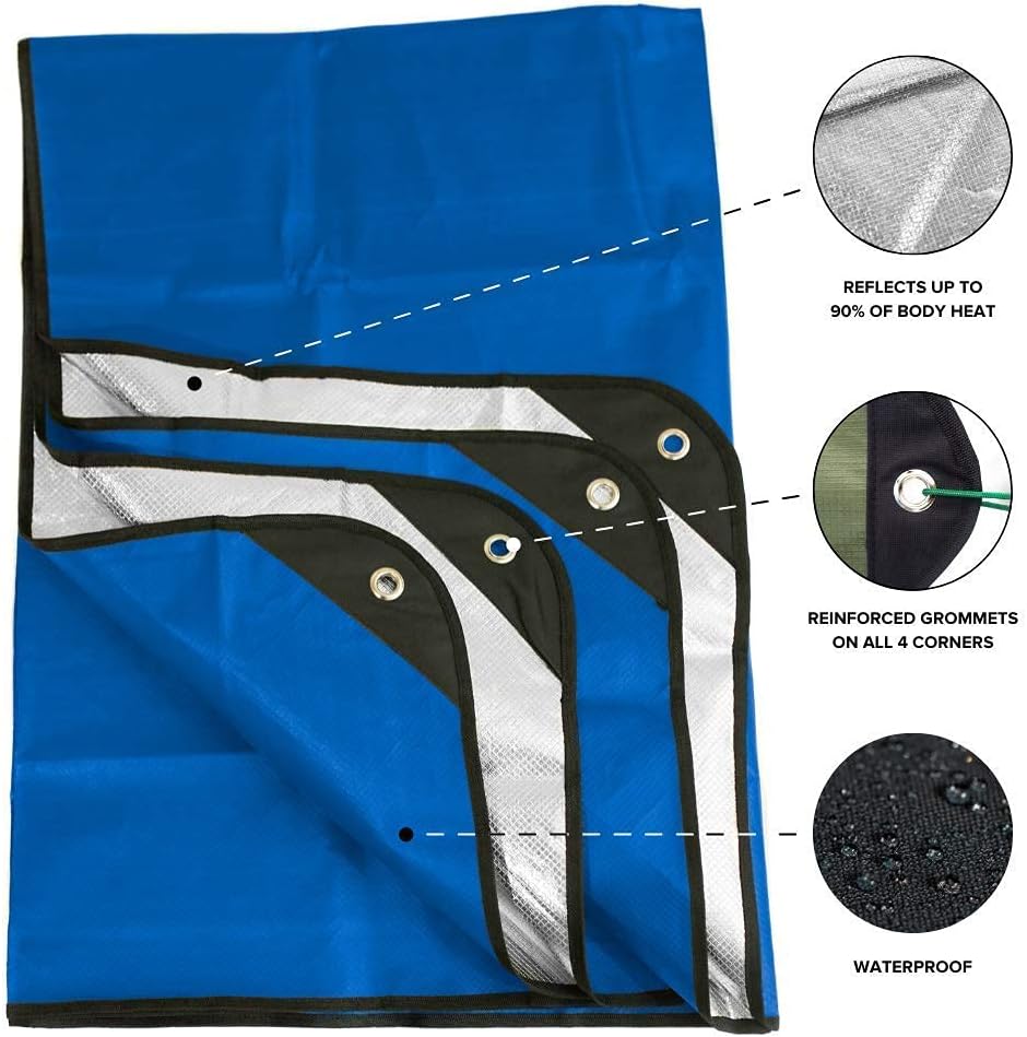 Arcturus Insulated Tarp | Reusable Heavy Duty Thermal Survival Blanket – 60 x 82 inches, Reflects 90% Body Heat, Waterproof, Windproof, 3-Layer Design, Reinforced Grommets, Olive Green