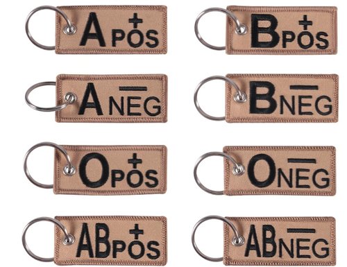 Cuiopbio Embroidered Blood Type Keychain - Sleek and Stylish Design (AB+)