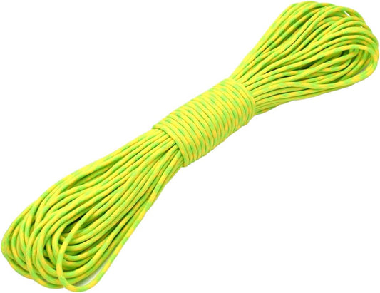 100ft Type III 7 Strand Core Paracord 550 Parachute (39# Neon Green+Yellow)