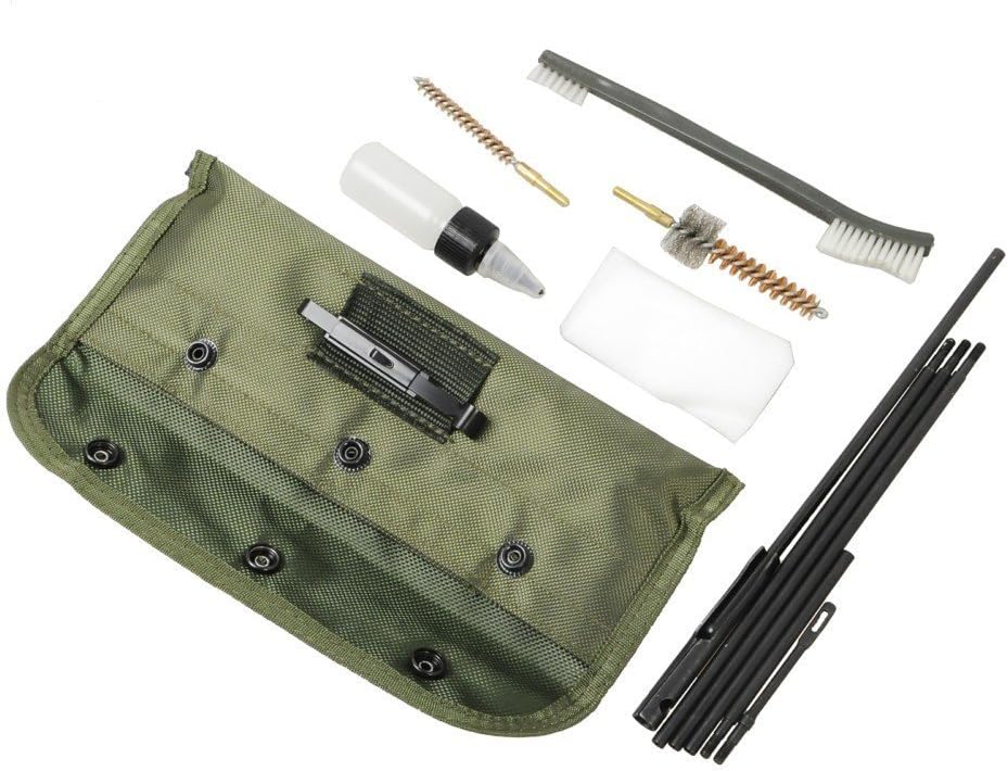 Rifle Gun Cleaning Kit Set Shotgun Cleaner Brush Rod Maintenance for .22cal .223 556 Caliber with Durable Pouch Accessories