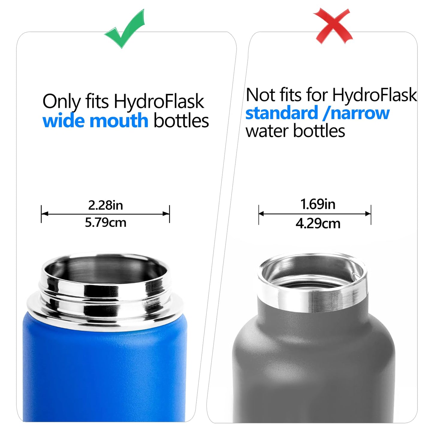 Auto Spout Lid for Hydro Flask Wide Mouth 12-64 oz Bottles, Flip Top Replacement Lid for HydroFlask Wide Mouth Bottles with Button Lock & Soft Handle