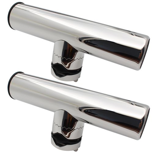 Tripquips 2Pcs Fishing Rod Holder, Rail Mount Fishing Pole Holder, Stainless Tournament Style Clamp on Rod Holder for Rails 3/4" to 1", 7/8" to 1"