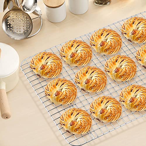 TeamFar Stainless Steel Cooling Rack 15.3x11.2 Inches - Heavy Duty Baking Grid Set of 2