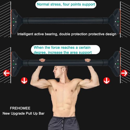 FREHOMEE Pull Up Bar for Doorway,Chin Up Bar for Body Workout,Narrow Pads,Home Gym Exercise Fitness with Level Meter and Adjustable Width (Medium 74-100cm)