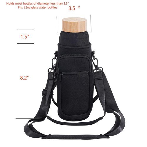 sunkey Water Bottle Carrier Holder Bag with Strap and Pouch Crossbody Water Bottle Sling Bag with Phone Pocket 32 oz for Walking Hiking (Cats Paw)