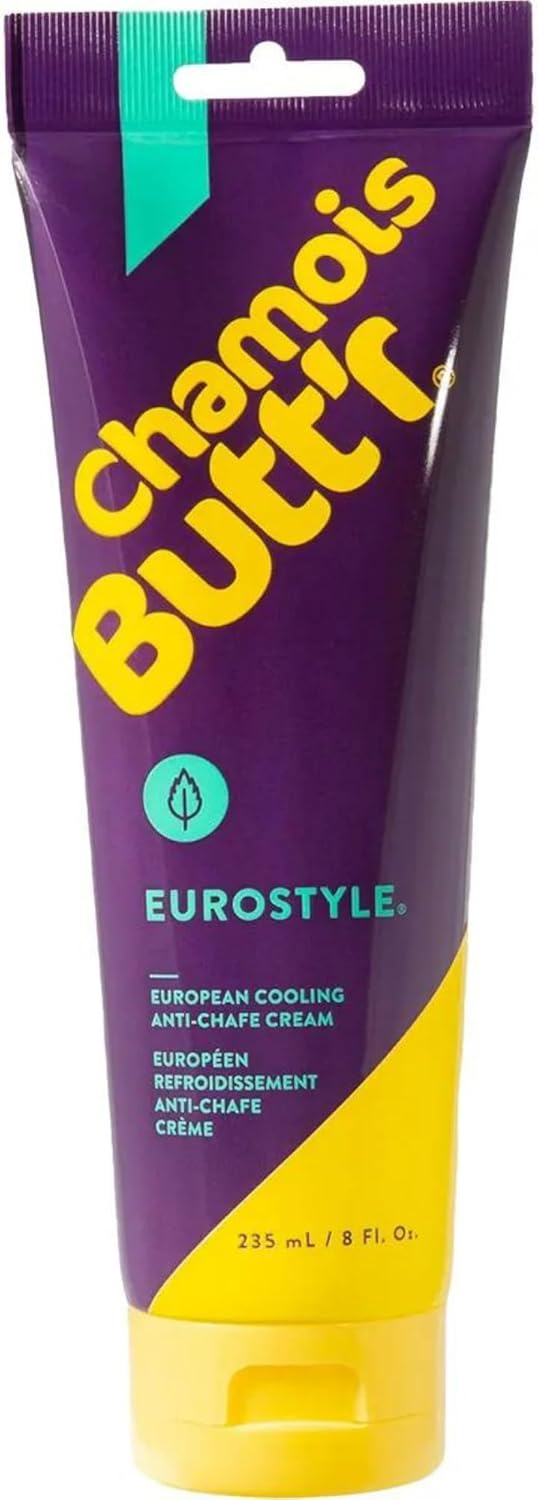 Chamois Butt'r Eurostyle Anti-Chafe Cream for Road, Gravel, Mountain Bike, 8 ounce jar, Cycling Plastic