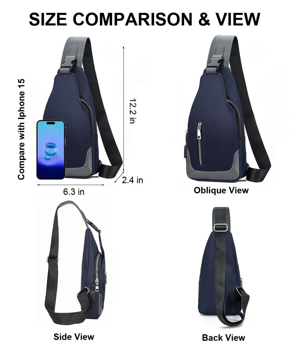 Hiflyer Men's Crossbody Bag - Waterproof Sling Backpack for Men, Shoulder Bag with Multiple Compartments (Black)