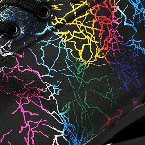 Lightning Black Roller Skates for Men Women 38 High-Top Double-Row Light Up Shoes