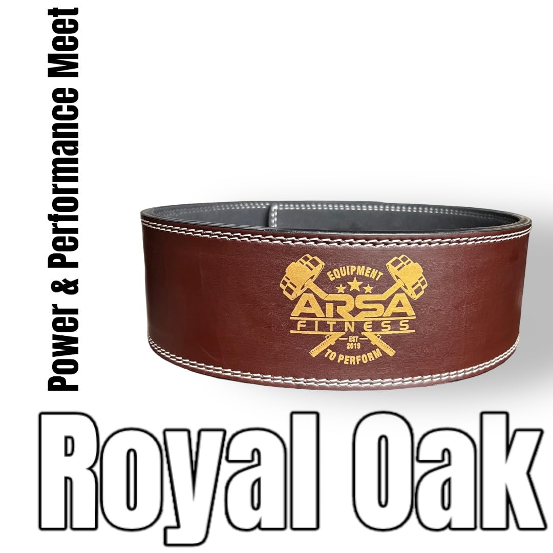 Arsa Fitness Weightlifting Adjustable Lever Belt for Men & Women Leather Weight Belt for Powerlifting Back Support Workout Deadlifts Squats 10MM Thickness 4" Width Royal Oak (X-SMALL)