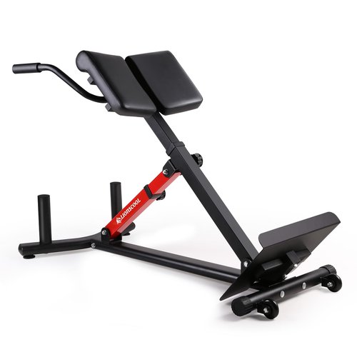 LIONSCOOL Heavy-Duty Adjustable Roman Chair - Back Extension Bench with Multiple Adjustment Functions- Hyperextension Bench Perfect for Home Gym (RED, 45° Bench)