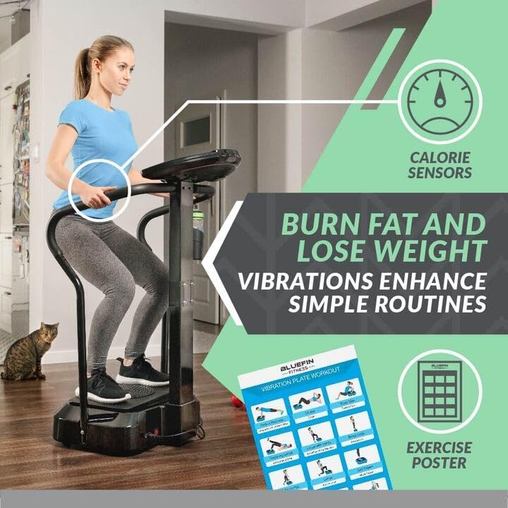 Bluefin Fitness Vibration Platform Pro Model Upgraded Design with Silent Motors and Built in Speakers Build Muscle at Home and Loose Fat
