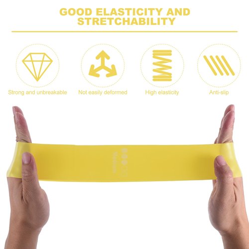 PATIKIL Resistance Loop Exercise Bands, 12" Stretch Bands for Working Out 10 Pack Fitness Elastic Workout Bands with Carry Bag for Home Gym Physical Fitness Yoga, Yellow (30x5x0.07cm)