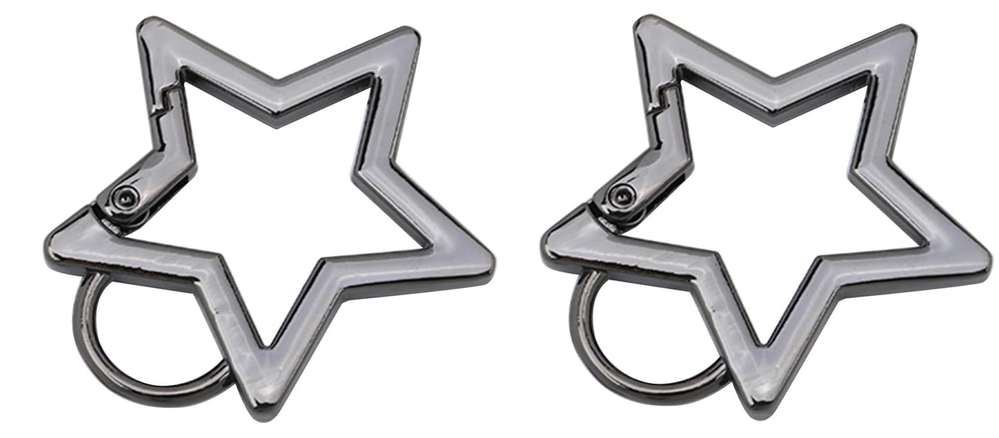 2Pcs Gunmetal Star Stainless Steel Keychain Clip Carabiner Hook Retainer Star Carabiner Hook Retainer Keychain Carabiner Clip for Keys and Wallets with Key Chain Ring, Accessories