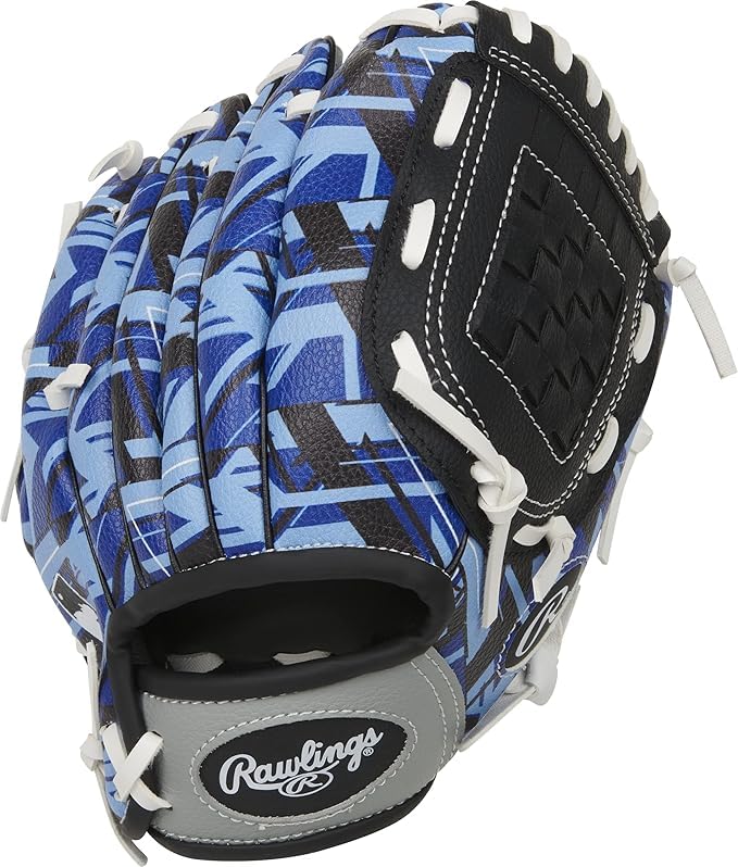 Youth Baseball Glove 9 Inch Left Hand Throw Neon Blue Kids T-Ball & Softball