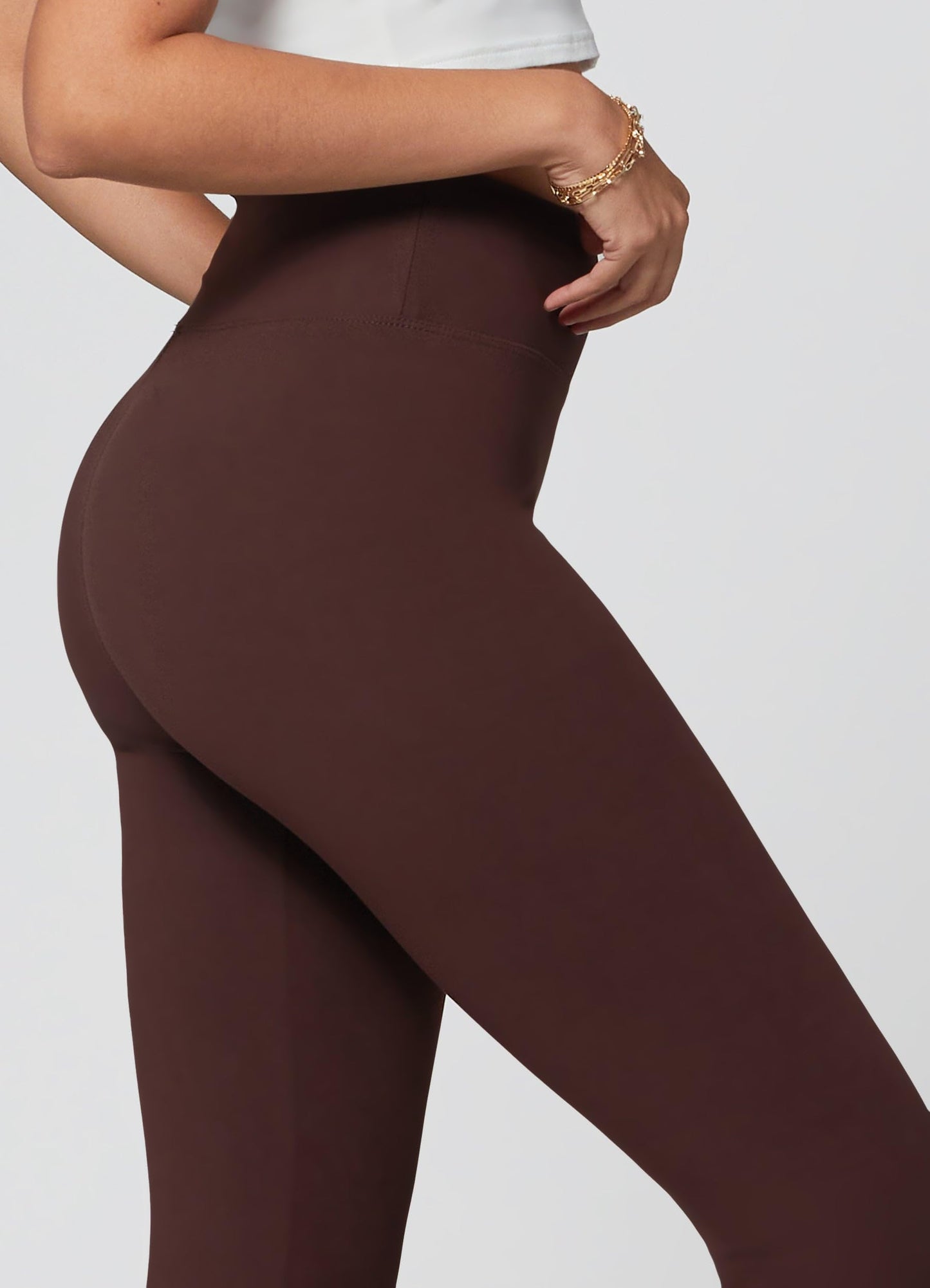Conceited Capri Leggings for Women - High Waisted - Soft - Casual - Brown - Small - Medium