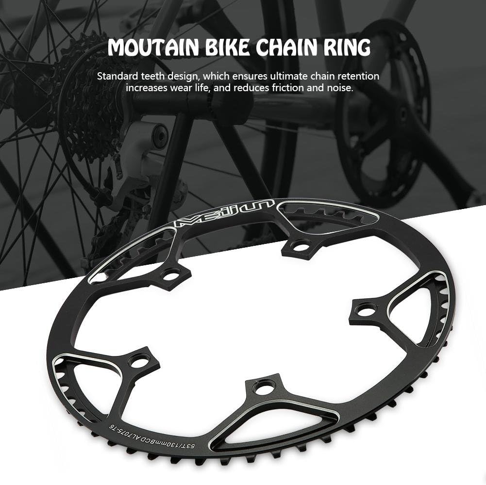Aluminum Alloy Chainring, Mountain Bike Front Chainring, Single Speed 53T (Black)