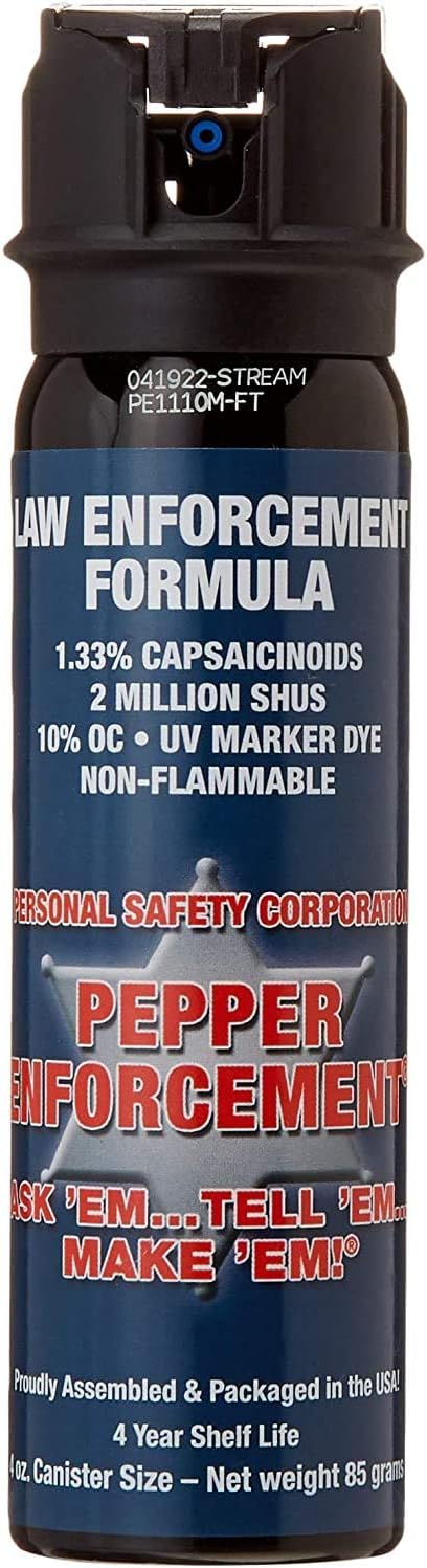 4 oz. Splatter Stream Pepper Spray for Self Defense - Maximum Police Strength 10% OC Formula, Emergency Personal Protection, Flip Top Safety for Quick and Accurate Aim