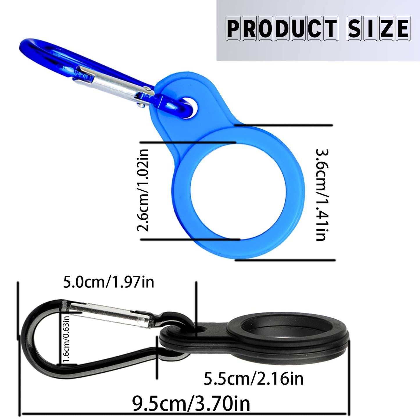 4PCS Silicone Water Bottle Buckle Holders with Carabiner Belt Clip and D-Ring Hook, Suitable for Hiking, Camping, Traveling, and Mountain Climbing