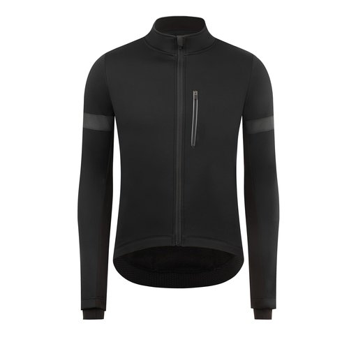 RISESBIK Men's Cycling Jacket Winter Cycling Clothing Windproof Waterproof Thermal Softshell Bike Windbreaker Zipper Pockets (Black, L)