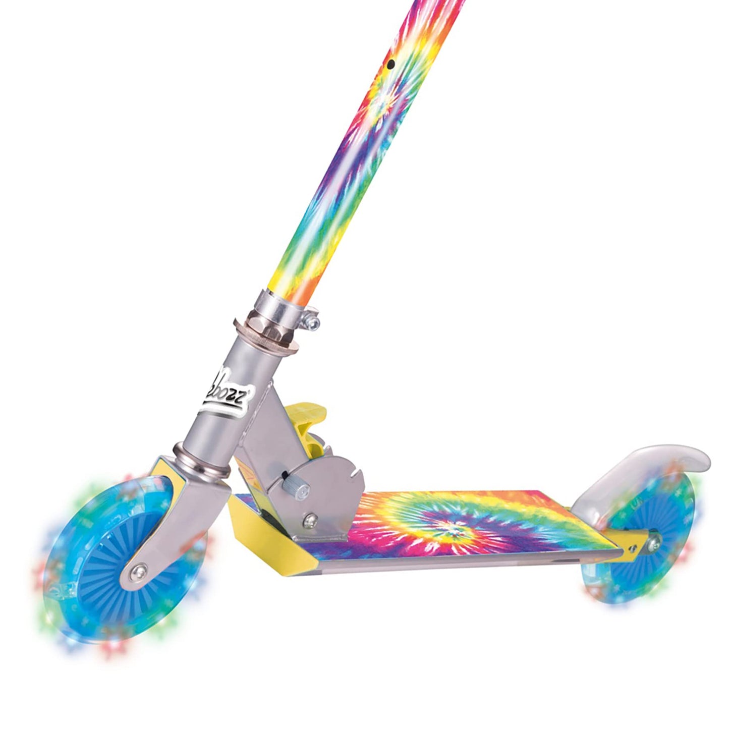 Ozbozz Tie Dye Foldable Scooter - Light UP Wheels - Ages 5 and up. Adjustable Handlebar Height 28.5" - 32.5"