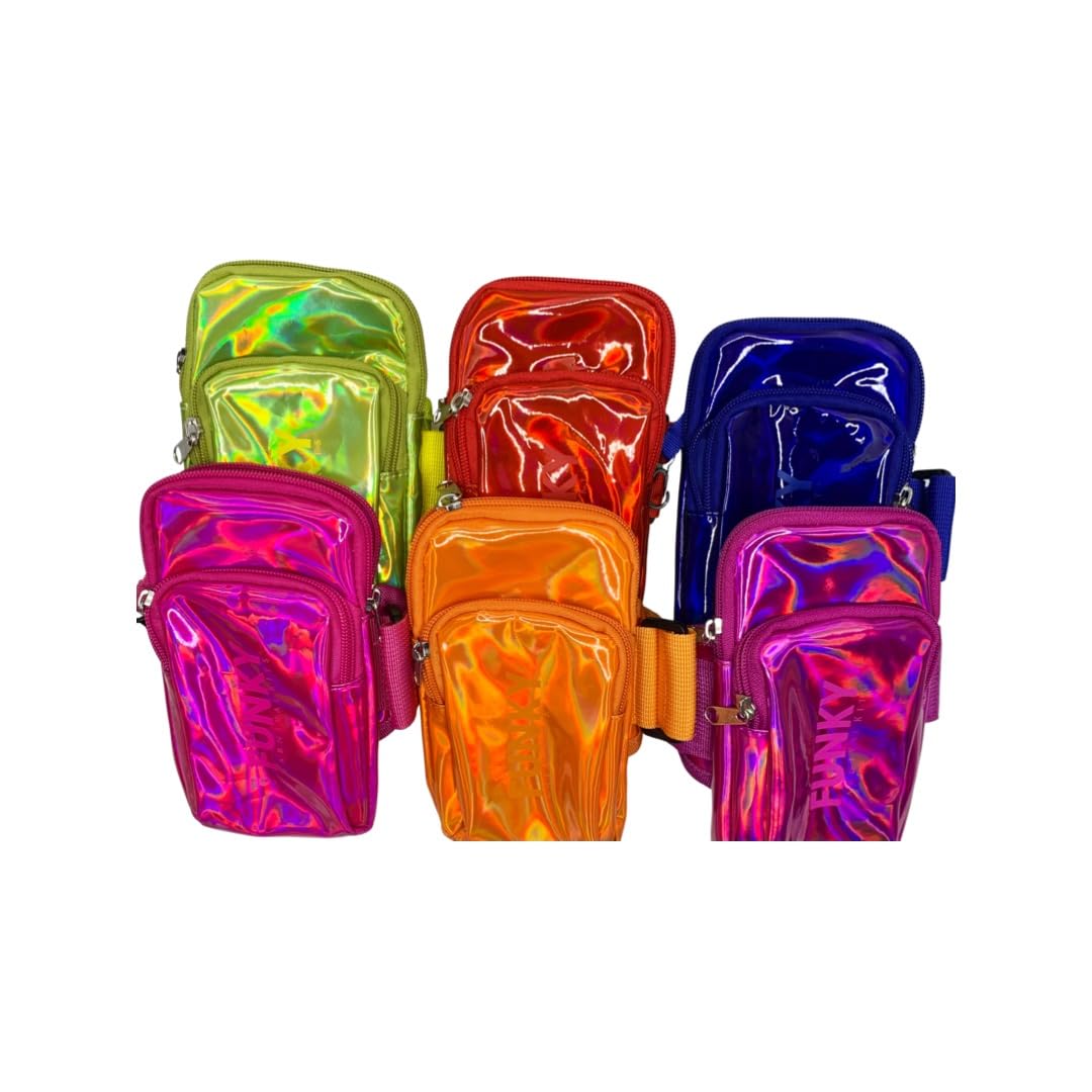 Generic Holographic Arm Bag |Festival Bag Outdoor Waist Pouch | Carnival Hiking Pack with Adjustable Straps (Red)