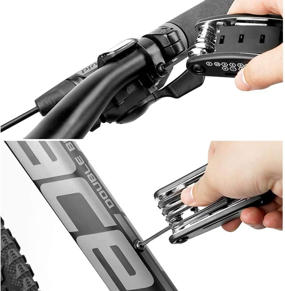WOTOW Bike Repair Tool Kit, 16 in 1 Bicycle Multitool with Tire Levers Hex Spoke Wrench, Multi Function Accessories Set for Road Mountain Bikes