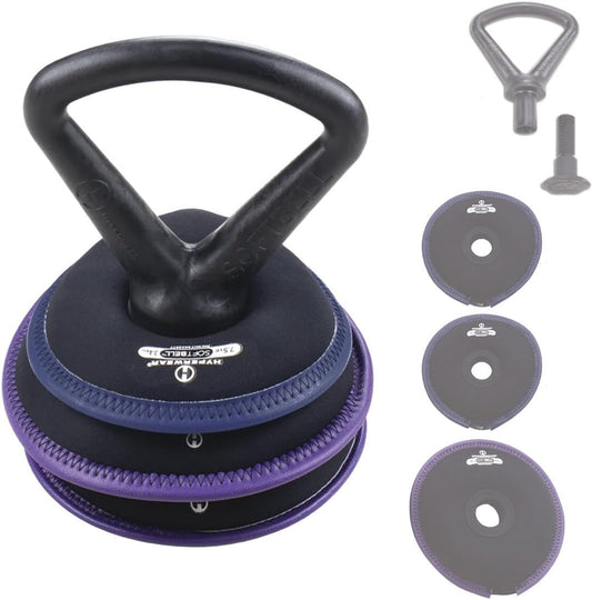 Hyperwear SoftBell Adjustable Kettlebell Set - Soft, Vinyl-Coated Weight Plates with Rubber Base - Versatile Home Gym Equipment - Compatible with SoftBell Barbell & Dumbbell